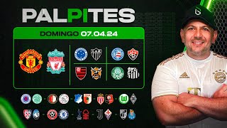 PALPITES DE FUTEBOL PARA HOJE 07 04 2024 DOMINGO  BILHETE PRONTO  Boleiros Tips [upl. by Volding]