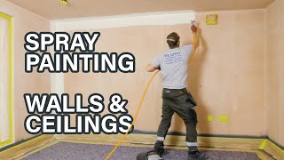 Spray Painting Walls and Ceilings with a WAGNER PP90 Airless Paint Sprayer [upl. by Nerrak]