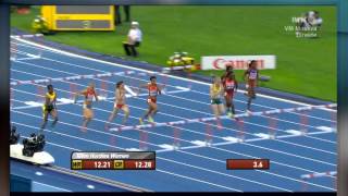 Moscow 2013 Women 100M Hurdles Semi Final 3 Sally Pearson 1250 [upl. by Atteynot610]