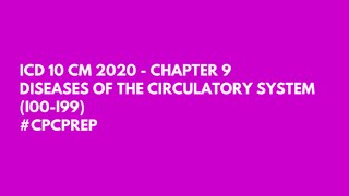 ICD 10 CM 2021  CHAPTER 9  DISEASES OF THE CIRCULATORY SYSTEM MEDICAL CODING 2020 [upl. by Demetrius]