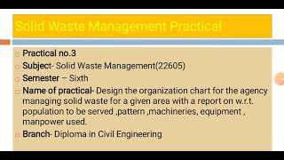 CE6IDesign the organization chart for the agency managing solid waste for a given area with [upl. by Nevur]