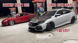 222whp K20z1 DC5 vs FC1 Tuned FBO 10th gen Si [upl. by Mill636]