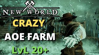 New World Crazy AOE Farm Spot Lvl 20 Fast EXP Items Azoth [upl. by Assilam48]