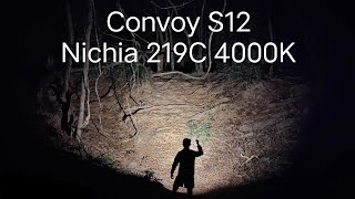 Convoy S12 3Nichia 219C 4000K  Turbo beam shot amp Test in dark forest [upl. by Aihtnys]