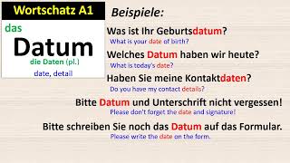 Wortschatz A1 Datum [upl. by Gottfried]