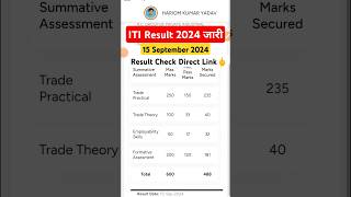 ITI Result 2024 जारी🔥 iti result check kaise karen short video itiresult2024 ncvtresult dgtresult [upl. by Nisse]