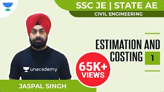 Estimation and Costing  1  SSC JE 2021  STATE AE 2022  Jaspal Singh [upl. by Carce]