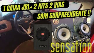 SOM INTERNO COM 2 KITS 2 VIAS AUDIOPHONIC SENSATION E 1 CAIXA AMPLIFICADA JBL  ONIX ACTIV [upl. by Edva]