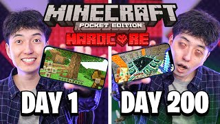 I Survived 200 Days in HARDCORE Minecraft Pocket Edition [upl. by Robison8]