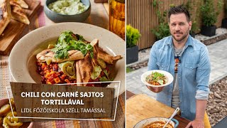 Szabad tűzön 3 🔥 Chili con carné sajtos tortillával 🔥  Lidl Főzőiskola Széll Tamással [upl. by Aiblis]