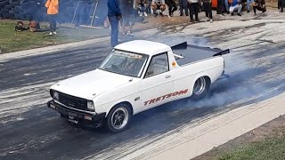 Herman Mosterts 900kw 2JZ Nissan 1400 has a VERY BAD tire shake and still runs 87271 [upl. by Orian]