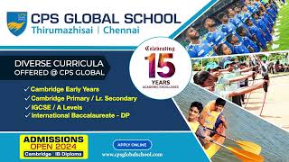 2024 Admissions Open  CPS Global School Thirumazhisai Chennai for KG to Grade 12  23 secs [upl. by Egbert496]