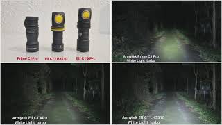 Armytek Prime C1 Pro Elf C1 LH351D and Elf C1 XPL White Light comparison [upl. by Ennayllek594]