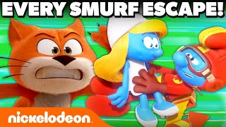 Every Time The Smurfs ESCAPED Danger 😱  Nickelodeon Cartoon Universe [upl. by Medorra567]