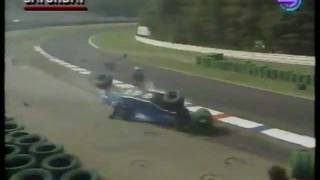 Eric Comas huge crash at Hockenheim 1991 practice [upl. by Ahsinahs]