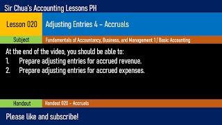 Lesson 020  Adjusting Entries 4 Accruals [upl. by Cha371]