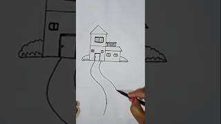 डिजाइन के साठ घर का चित्र बनाना सीखें  home drowning art drawing home [upl. by Raychel]