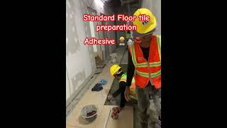 Standard floor tile preparation adhesivmyconstructionwork floortiles buildingconstruction8386 [upl. by Araihc]