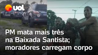 Moradores carregam corpo de morto pela PM na Baixada Santista ação do governo de SP soma 43 mortes [upl. by Ilujna]