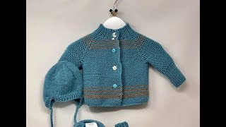 Babyjacke mit Rundpasse stricken Schritt für Schritt andere Größen siehe Infobox [upl. by Kendre]