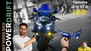 Yamaha r15v3 New LED 2022 HJG Mini Driving Lightbest led light modification deeZneer [upl. by Ahsienauq878]