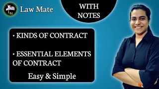 Kinds of Contract and its Essential Elements under Section 10  With Notes [upl. by Tecil148]