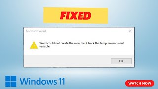 Word could not create the work file check temp environment variable  Easy Fix 2023 [upl. by Yreneh]