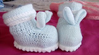 Tuto chaussons faciles de bébé au tricot Part12 [upl. by Vullo]