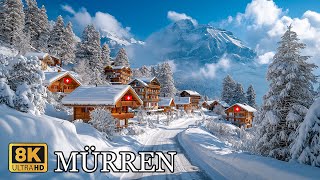 MÜRREN 🇨🇭 ❄️The Most Charming Alpine Winter Village ❄️ in Switzerland 8K ❄️ [upl. by Aihcsrop]