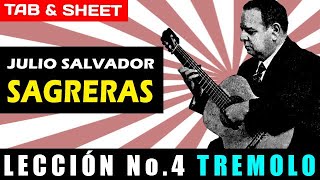 TABSheet Lección 4 Tremolo Study by Julio Salvador Sagreras PDF  Guitar Pro  MIDI [upl. by Shaum]