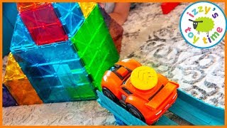 Cars  Little Tikes SLAMMING RACERS VS MAGNA TILES [upl. by Efron]