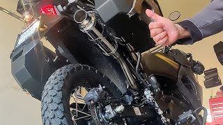 2022 Kawasaki KLR Delkevic 9quot Oval exhaust comparison [upl. by Sixele]