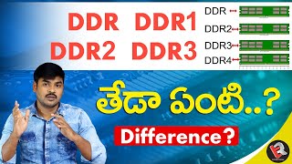 DDR vs DDR1 vs DDR2 vs DDR3 vs DDR4 Explained  in Telugu [upl. by Elmina796]