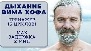 Вим Хоф 5 циклов Задержка 2 минуты Техника дыхания Онлайнтренажер с музыкой и релаксацией [upl. by Amikan834]