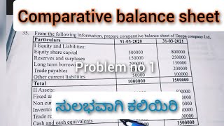 comparative balance sheet 12 marks problem [upl. by Lyrac]