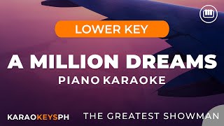 A Million Dreams  The Greatest Showman Lower Key  Piano Karaoke [upl. by Aicyla669]