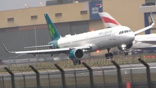 Heathrow Storm Arwen extremely windy landings A380 Boeing 777 Boeing 787 A220 Goaround 4K 271121 [upl. by Muller]