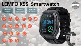 Lemfo K55 Smartwatch  App Da Fit  Android amp iOS  Montre connectée IP68  Unboxing [upl. by Ellwood]