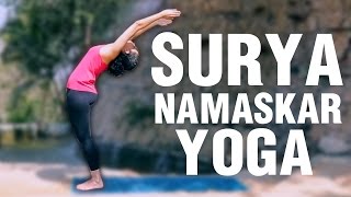 How To Do SURYA NAMASKAR POSES  Step By Step For Beginners [upl. by Yeslek750]