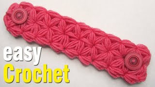 Easy Crochet How to Crochet Face Mask Adapter Puff stitch flower Face Mask Adapter pattern [upl. by Alleira]