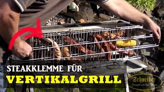 Steakklemme für den Vertikalgrill 🥩 So grillt man Steaks und Würstchen richtig [upl. by Gnoy]