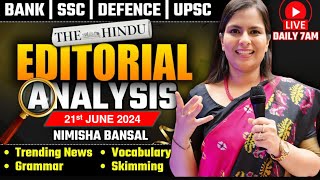 Editorial Analysis  21st June 2024  Vocab Grammar Reading Skimming  Nimisha Bansal [upl. by Laurance]