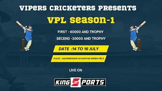 VIPERS CRICKETERS PRESENTS  VPL SEASON  01  OVER ARM CRICKET TOURNAMENT  GOWRIBIDANUR  DAY1 [upl. by Nillad]