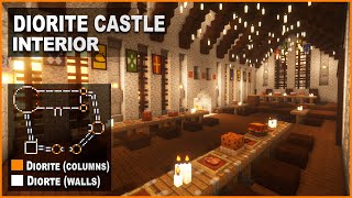 Minecraft How to decorate a Medieval Diorite Castle  Interior Design Tutorial [upl. by Recha990]