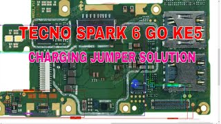 TECNO SPARK 6 GO KE5 CHARGING PROBLEM JUMPER SOLUTION [upl. by Sirovaj754]