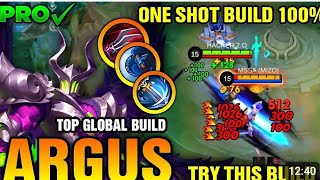 Argus best build 2024 gameplay how to use Argus  mobilelegend best build [upl. by Tnecniv925]