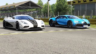 Koenigsegg Agera R vs Bugatti Chiron Pur Sport a t Monza Full Course [upl. by Analra]