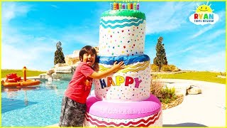 Ryan Pretend Play Giant Happy Birthday Cakes Toys [upl. by Phonsa573]