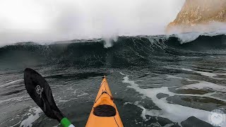 Ducking Very BIG Waves With Kayak Turtle Rolls [upl. by Notsirhc]