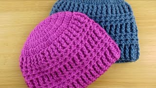 Womens crochet hat adult beanie fast and easy [upl. by Sheffy484]